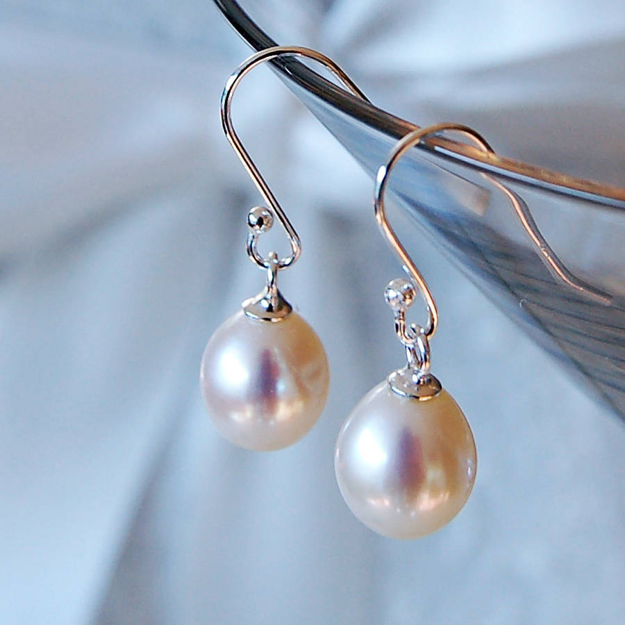pearl drop earrings by highland angel | notonthehighstreet.com