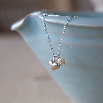 Silver Heart And Pearl Necklace, 2 of 4