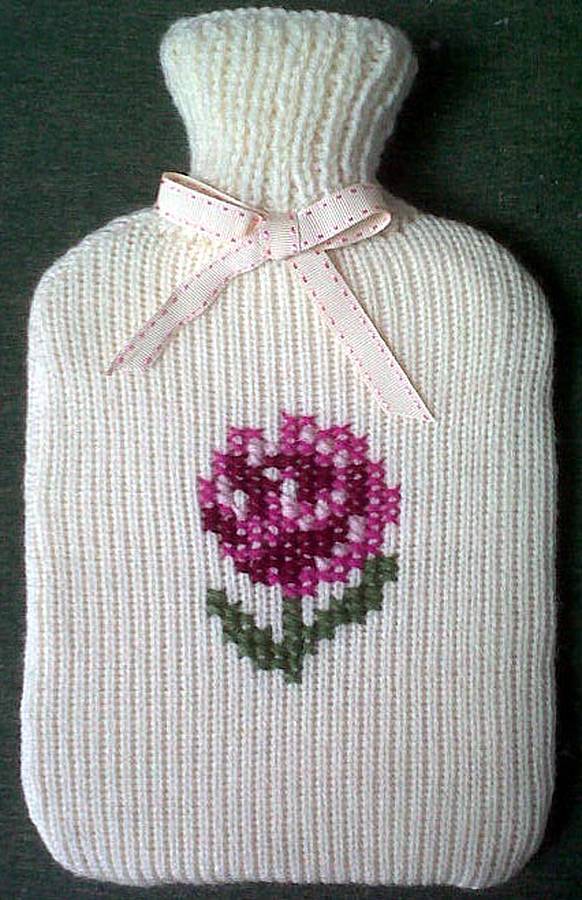 Cross Stitch Hot Water Bottle Cover By Chi Chi Moi