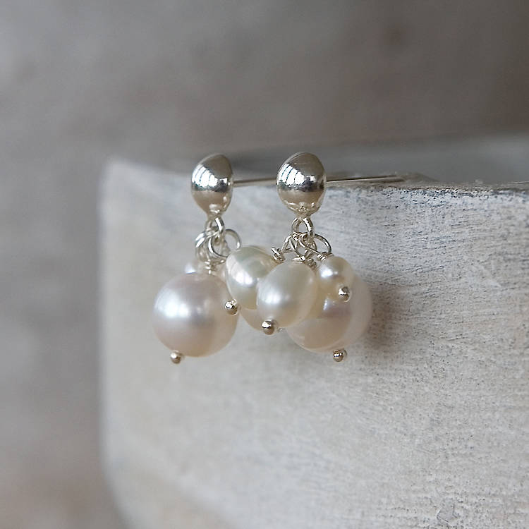 Cream Pearl Cluster Stud Earrings By Samphire Jewellery ...