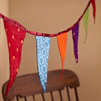 Handcrafted Sari Bunting For Indoor Or Outdoor, 8 of 9