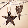 Hand Carved Wooden Heart And Star Decorations, thumbnail 1 of 9