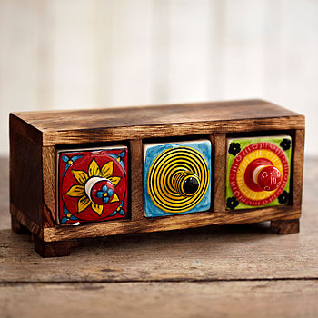 Handcrafted Wooden Three Drawer Trinket Box, 3 of 3