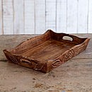 hand carved wooden tea tray by paper high | notonthehighstreet.com