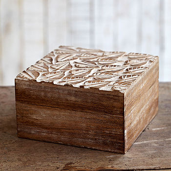 Hand Carved Wooden Leaf Design Box, 7 of 7
