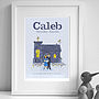 Personalised Framed 'Christening' Print Pale Blue, thumbnail 1 of 2