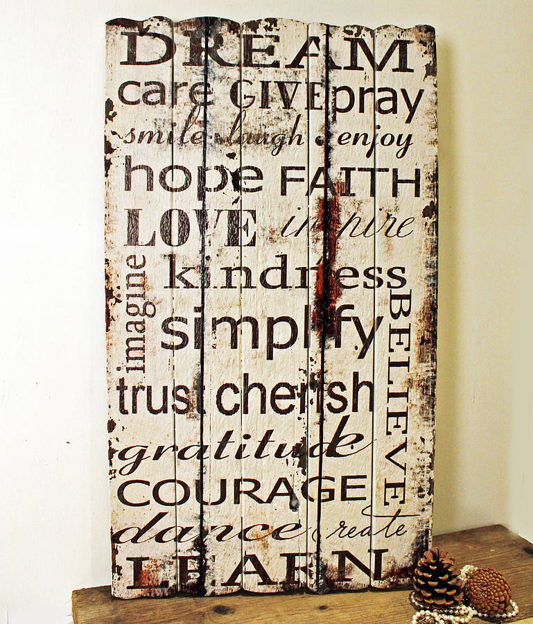 rustic wooden dream wall sign by möa design | notonthehighstreet.com