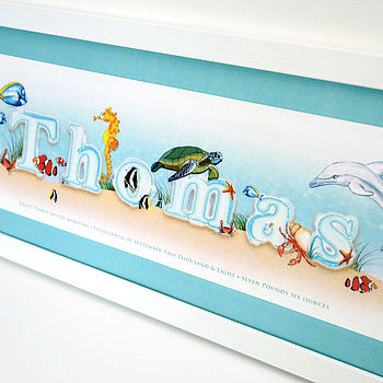 Nursery Wall Art, Under The Sea Personalised Print, 2 of 3