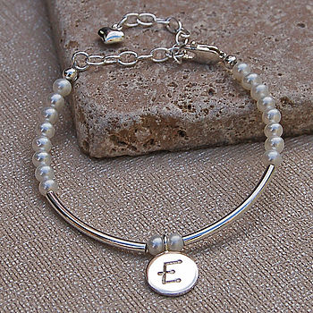 Personalised Girls Silver And Pearl Bracelet, 5 of 10