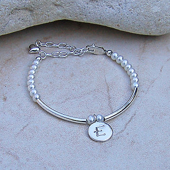 Personalised Girls Silver And Pearl Bracelet, 7 of 10