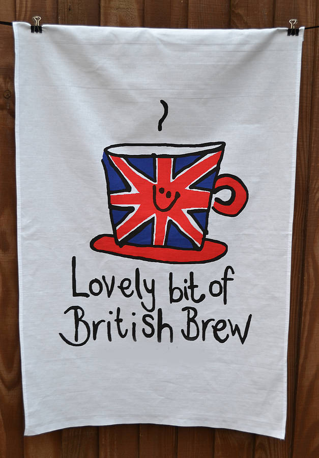 'british Brew' Illustrated Colour Tea Towel By Peas In A