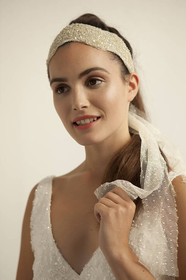 Beaded Tulle Head Wrap By Katie Carter London