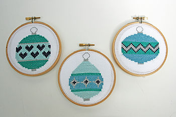 Christmas Baubles Cross Stitch Kit, 9 of 9