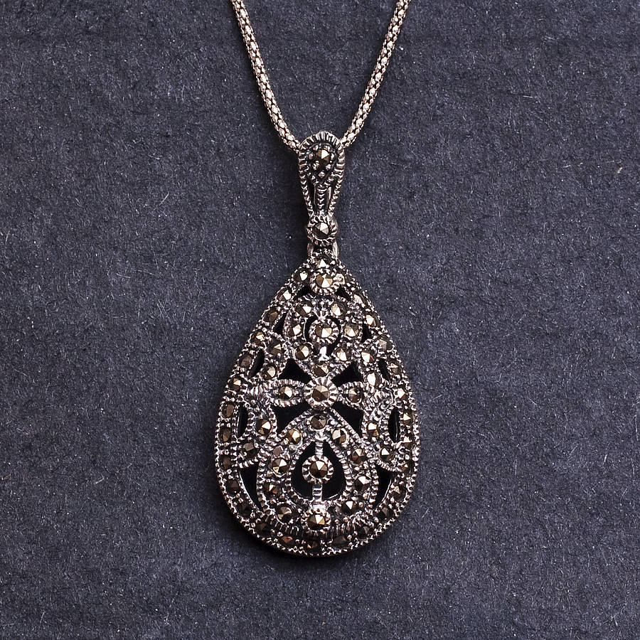 Sterling Silver Marcasite Necklace By Bloom Boutique