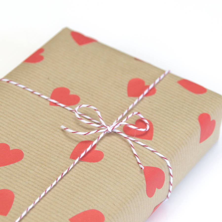 LokweeTal Wrapping Paper,28 * 20 Inch Kraft Brown Gift Wrapping Paper,12  Sheets Dot Stripe Heart Paper with String Sticker Tag for Mother's Day Gift