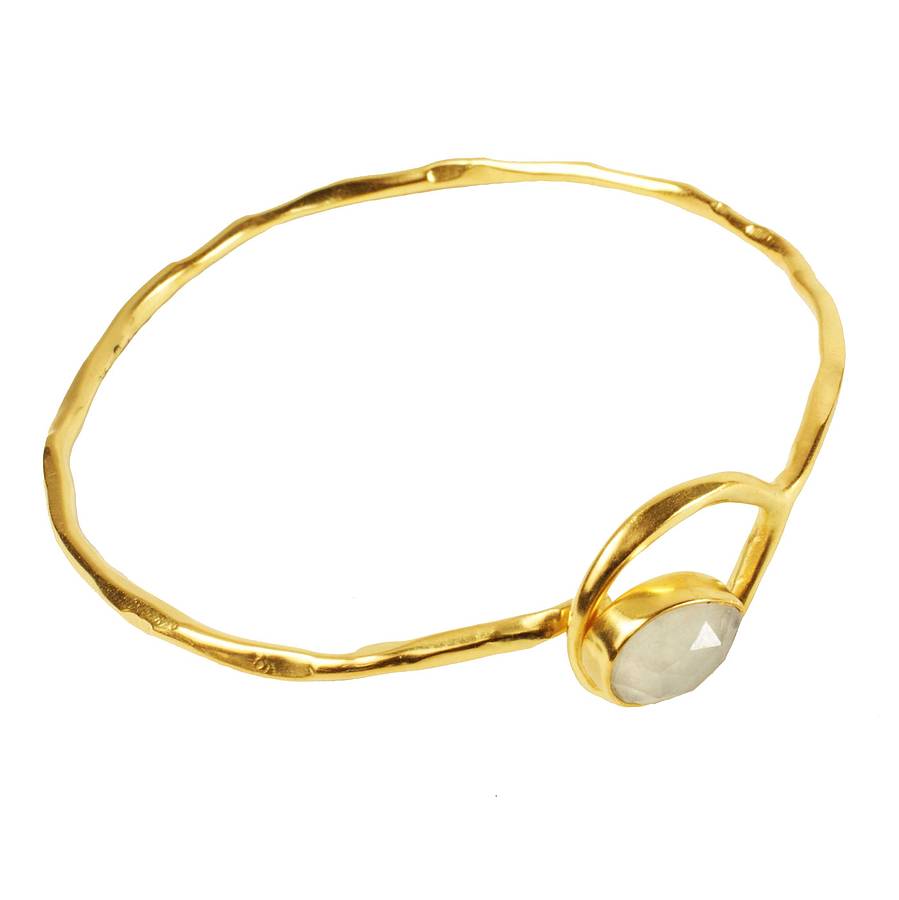 Gold Gem Bangle With Moonstone By Flora Bee | notonthehighstreet.com