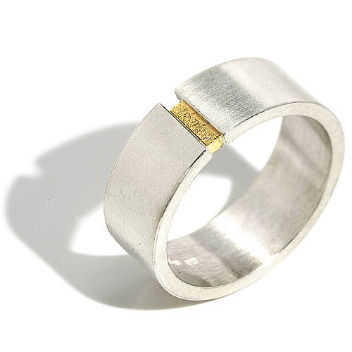 Silver And Gold Wide Band Ring, 1 of 3