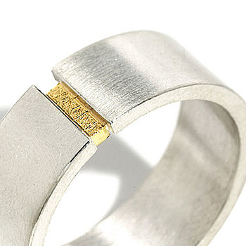 Silver And Gold Wide Band Ring, 2 of 3