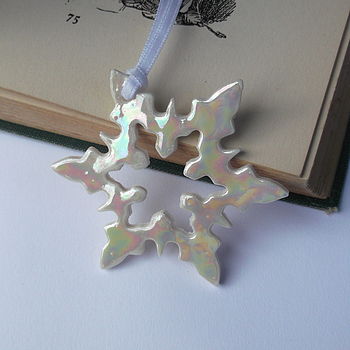 Porcelain Mother Of Pearl Snowflake Christmas decoration, 4 of 5