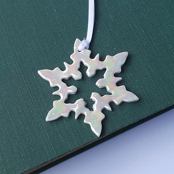 Porcelain Mother Of Pearl Snowflake Christmas decoration, 2 of 5