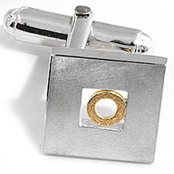 Silver Cufflinks With Gold Circle, 2 of 3