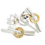 Silver And Gold Bar Orbit Earrings, thumbnail 1 of 3
