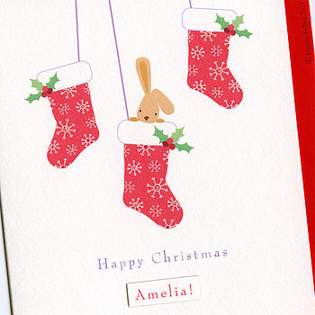 Baby's First Christmas Personalised Card: Stockings, 3 of 5