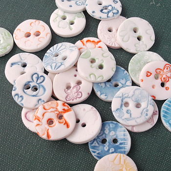 Five Porcelain Round Buttons, 2 of 3