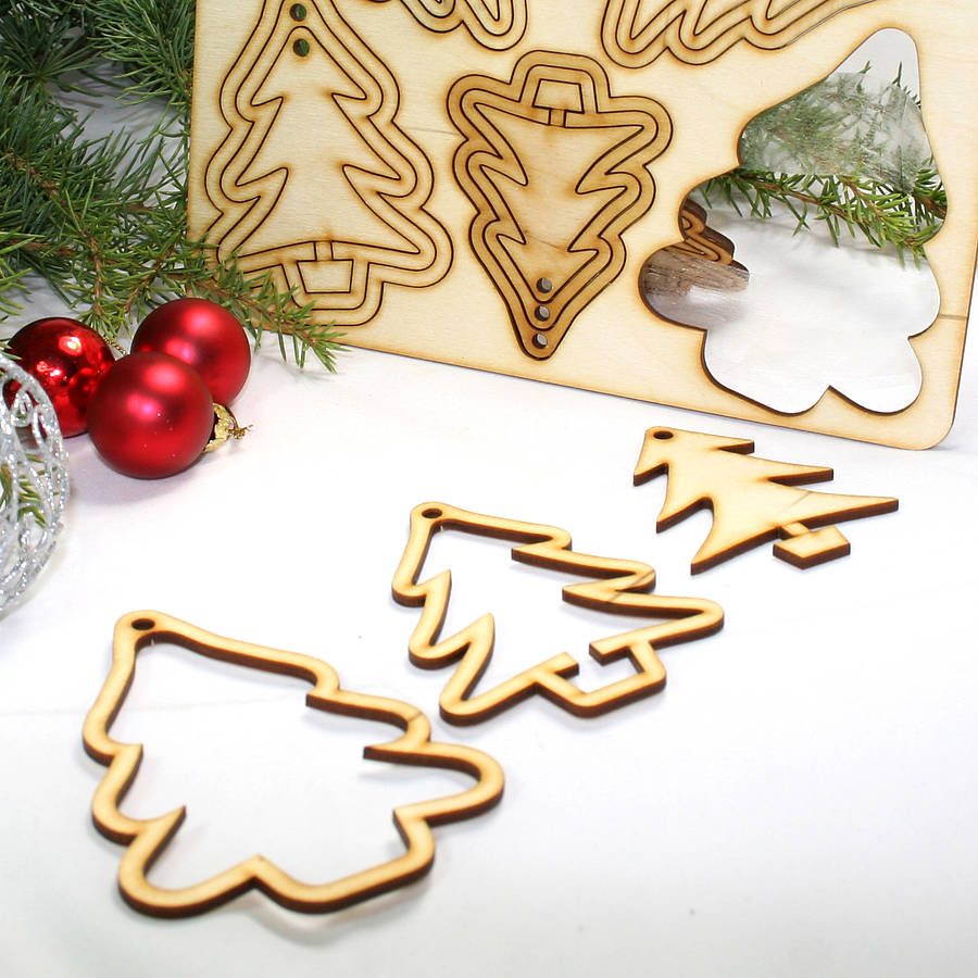 15 laser  cut  christmas  tree decorations  by cleancut wood 