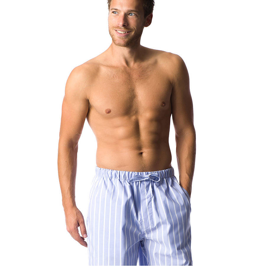 men's blue striped pyjama shorts by pj pan | notonthehighstreet.com