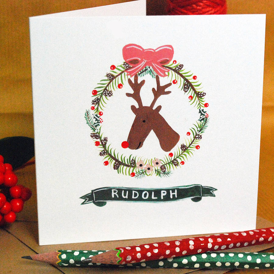 Personalised Rudolph Christmas Cards By Ten And Sixpence