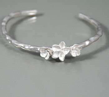 Hawthorn Blossom Bangle In Silver, 3 of 4