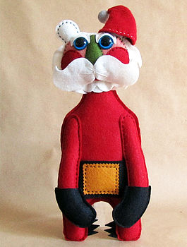 Father Christmas Handmade Felt Bear Art Doll, 3 of 4