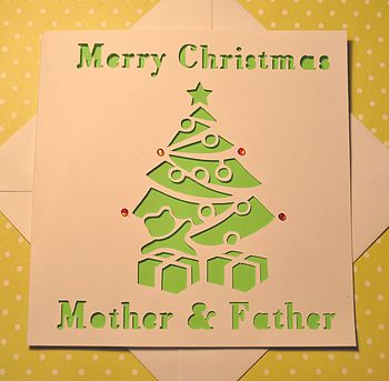 Personalised Laser Cut Christmas Tree Card, 5 of 5