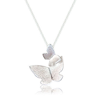 Double Butterfly Silver Necklace, 4 of 6