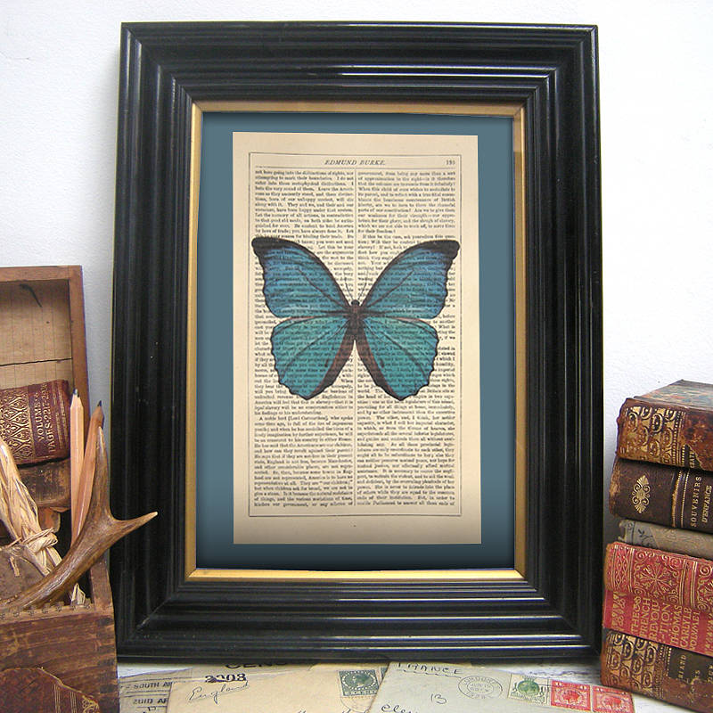 Antique Paper Upcycled Butterfly Art Print By Roo Abrook ...