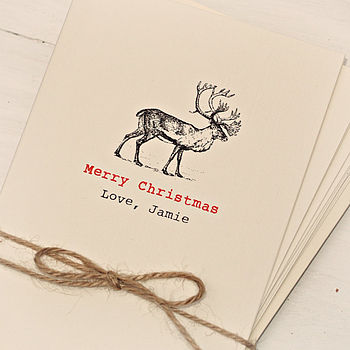 christmas personalised reindeer cards pack by beautiful day ...