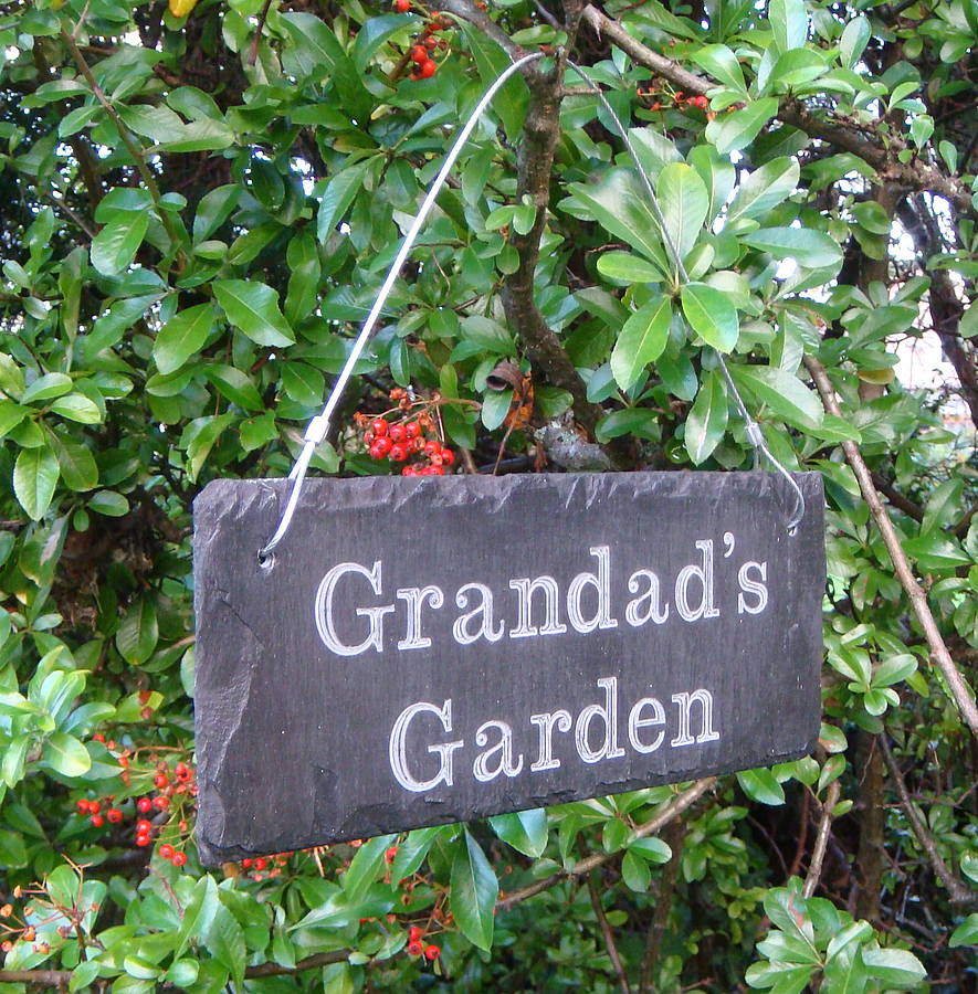 Charming Natural Slate Plaque Sign Grandads Garden Great Gift.