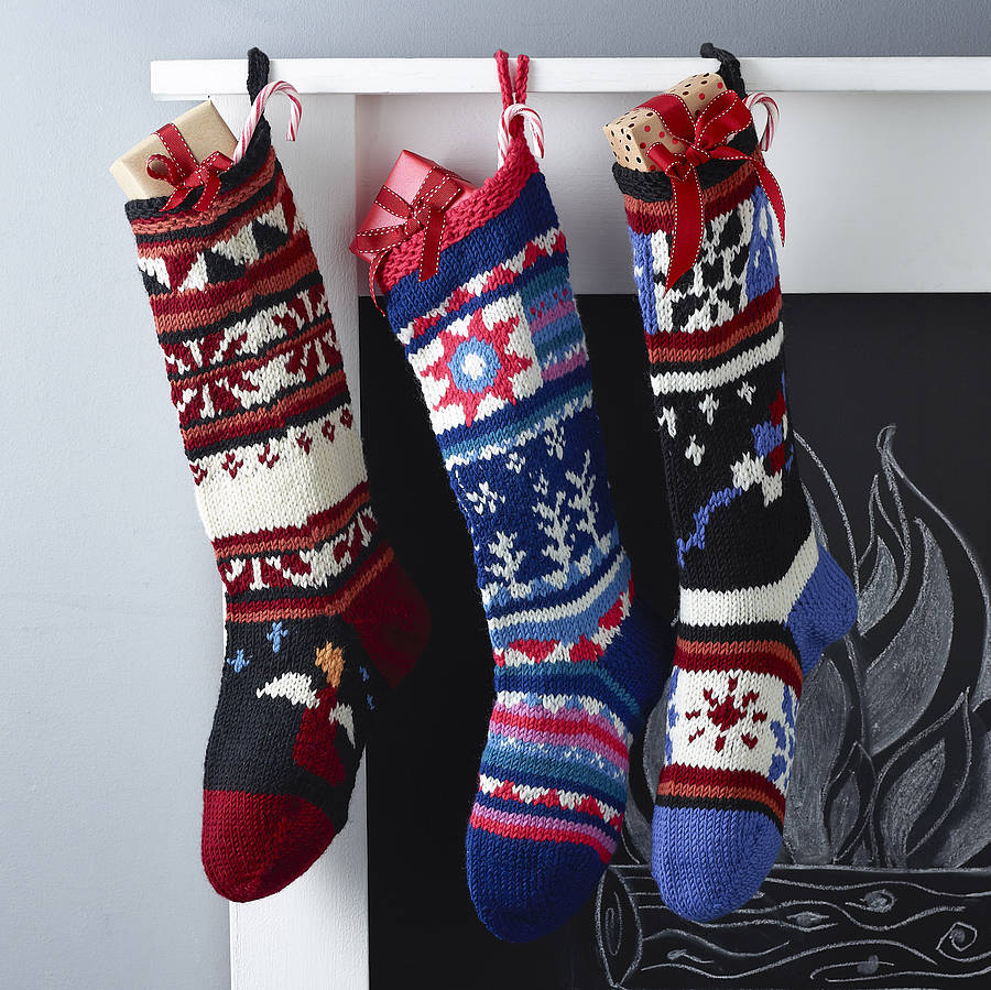 hand knitted christmas stocking by chunkichilli  notonthehighstreet.com