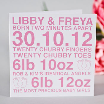 Personalised Baby Twins Triplets Card, 4 of 4