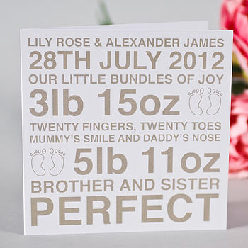 Personalised Baby Twins Triplets Card, 2 of 4