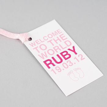 Personalised Baby Girl Card & Optional Tag, 3 of 3