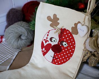 Personalised Stocking With Rudolph, 3 of 6