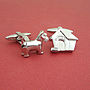 Dog And Dog House Cufflinks, thumbnail 1 of 2