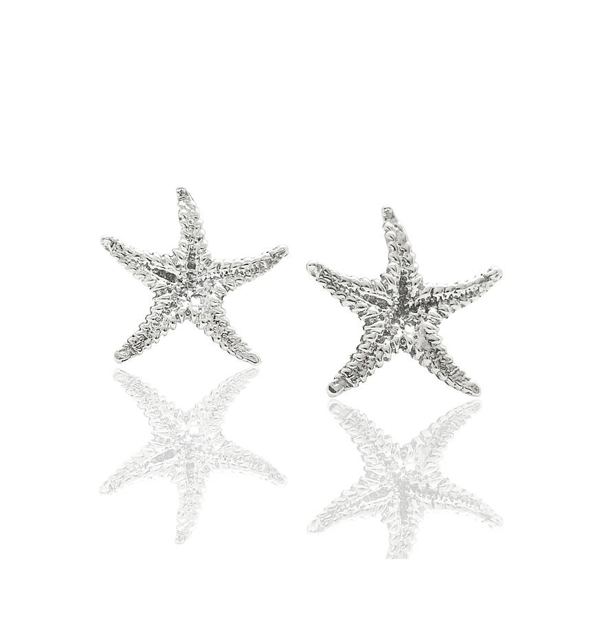 Silver Starfish Earrings By Argent of London