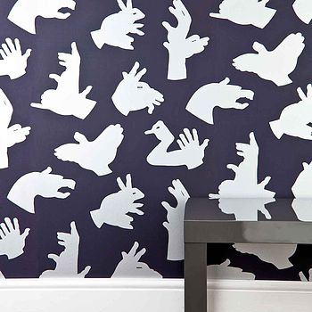 'Hand Made' Grey Hand Shadow Wallpaper, 2 of 4