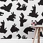 'Hand Made' Grey Hand Shadow Wallpaper, thumbnail 1 of 4