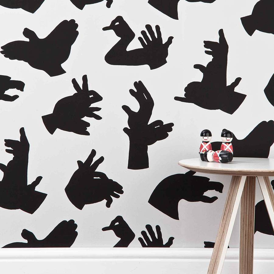 'Hand Made' Grey Hand Shadow Wallpaper, 1 of 4