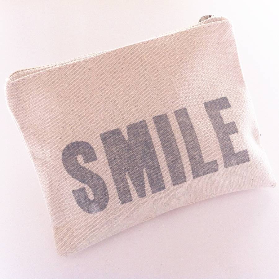 'Smile' Canvas Make Up Pouch By Little Red Press | notonthehighstreet.com