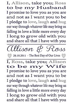 Personalised Wedding Vows Print, 4 of 4